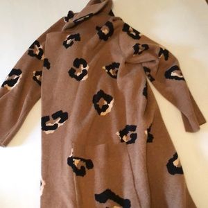 Ella open front long sweater blazer. Leopard print